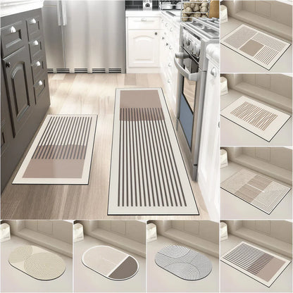 Modern Geometric Kitchen Rug, Waterproof Anti-Slip Rubber Floor Mat, Machine-Made Hallway and Bathroom Runner Sizes - product view 6