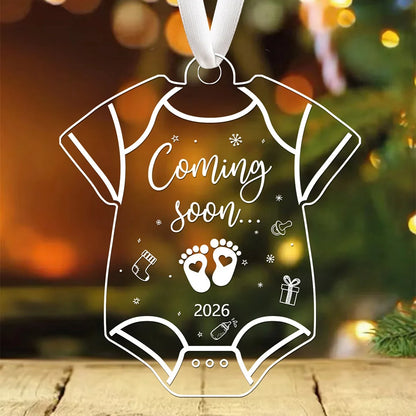 2026 Coming Soon Pregnancy Announcement Ornament, Acrylic Heart Hanging Christmas Tree Decoration, 1-Piece Keepsake - product view 5