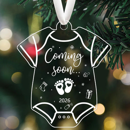 2026 Coming Soon Pregnancy Announcement Ornament, Acrylic Heart Hanging Christmas Tree Decoration, 1-Piece Keepsake - product view 6
