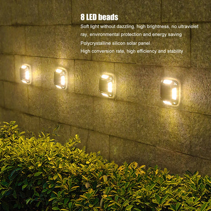 8-LED Solar Garden Ground Lights, Waterproof Outdoor Pathway Lamps, Self-Contained Driveway and Step Lighting - product view 6