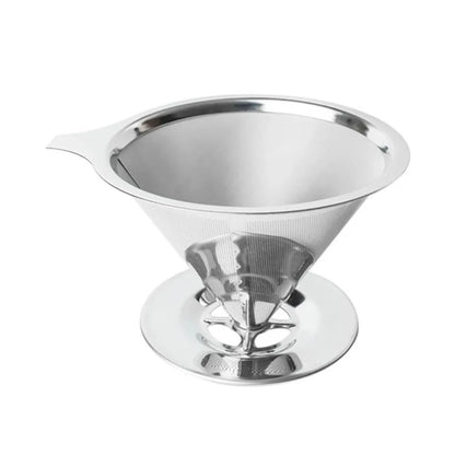 Reusable Coffee Filter Holder, Double-Layer Stainless Steel Fine Strainer with Insulated Handle and Base - product view 3