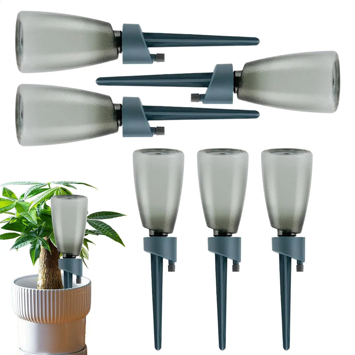 Plant Watering Globes, 6-Piece Automatic Drip Irrigation Spikes with Adjustable Slow Release for Indoor, Balcony and Outdoor Pots - product view 2