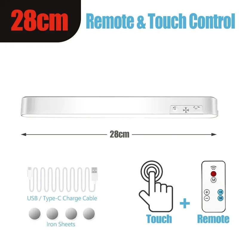 Rechargeable LED Reading Lamp, Touch & Remote Control, 3 Color Temperatures, Stepless Dimming, Magnetic USB Light Bar, 26–48cm - product view 1