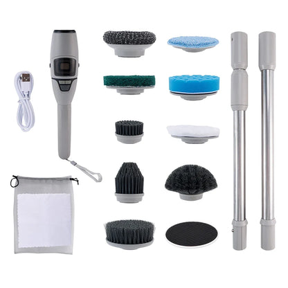 Electric Spin Scrubber, 10 Replaceable Brush Heads, 3 Speeds, 180° Adjustable Handle, USB-C Charging for Bathroom Cleaning - product view 1