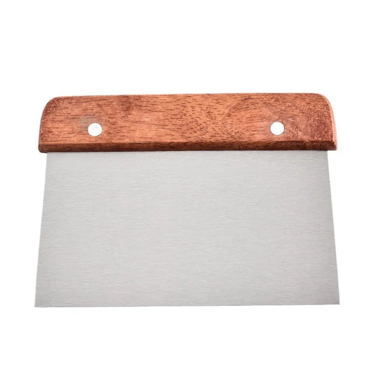 Stainless Steel Dough Scraper with Wooden Handle for Sourdough, Pastry Cutting, Cake Scraping and Baking Tasks - product view 1