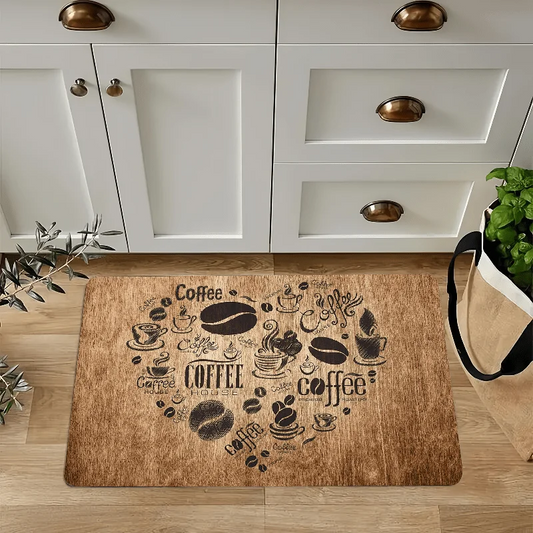 Coffee Print Machine-Washable Runner Rug, Non-Slip 100% Polyester Floor Mat for Kitchen, Bedroom and Entryway - product view 1