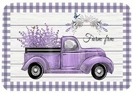 Anti-Fatigue Kitchen Mat, Printed Lavender Truck Gnome Design, Non-Slip Machine-Made Polyester Runner for Home and Indoor Floors - product view 1