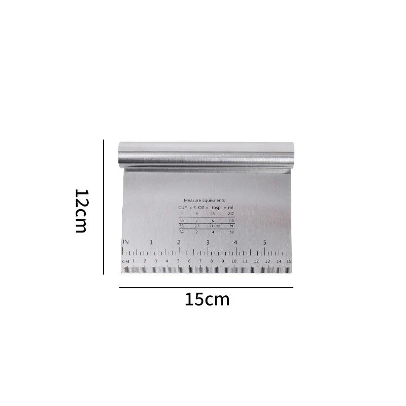 Stainless Steel Dough Scraper and Cake Cutter with Integrated Measuring Scale, Multiple Sizes for Baking and Pastry - product view 1