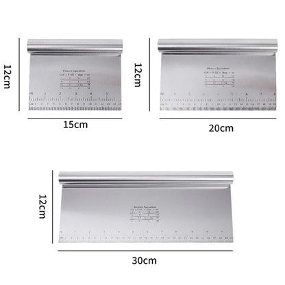 Stainless Steel Dough Scraper and Cake Cutter with Integrated Measuring Scale, Multiple Sizes for Baking and Pastry - product view 2