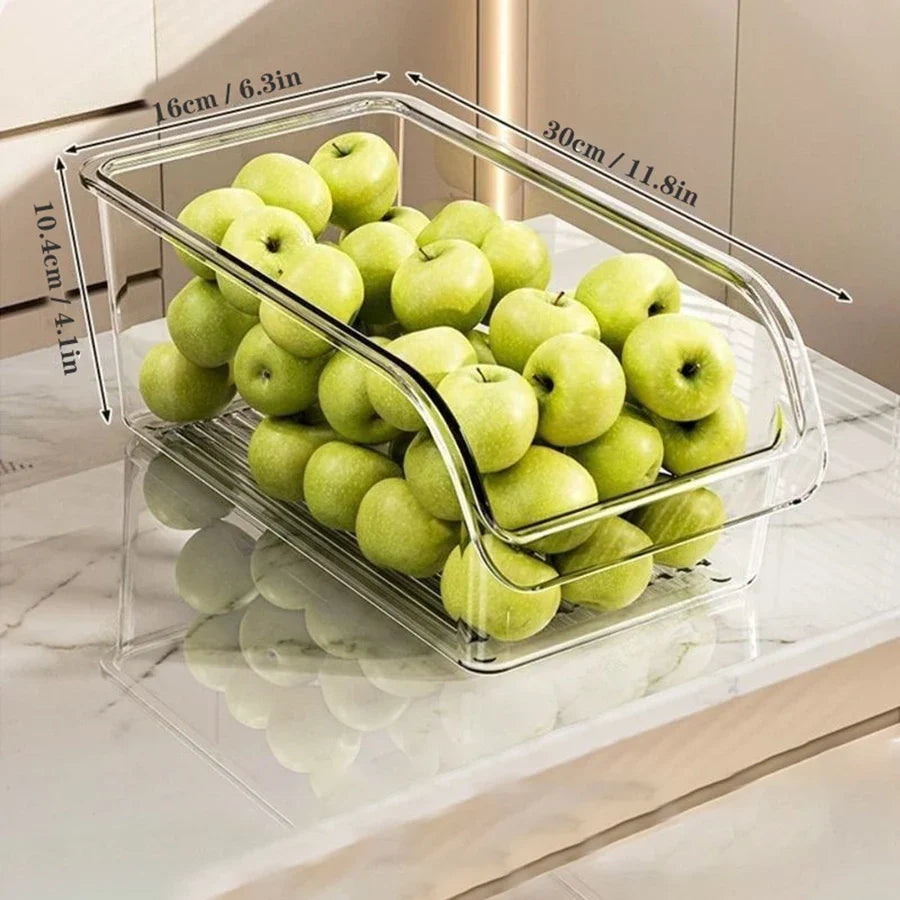 Clear Refrigerator Organizer Bin with Handle, Reusable Plastic Pantry Storage Box for Freezer, Cabinets and Kitchen - product view 1