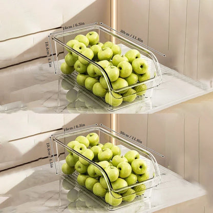 Clear Refrigerator Organizer Bin with Handle, Reusable Plastic Pantry Storage Box for Freezer, Cabinets and Kitchen - product view 3