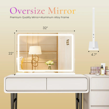 LED Bathroom Mirror with Dimmable 3-Color Lighting, Memory Function, USB Charging and Aluminum Frame - product view 2