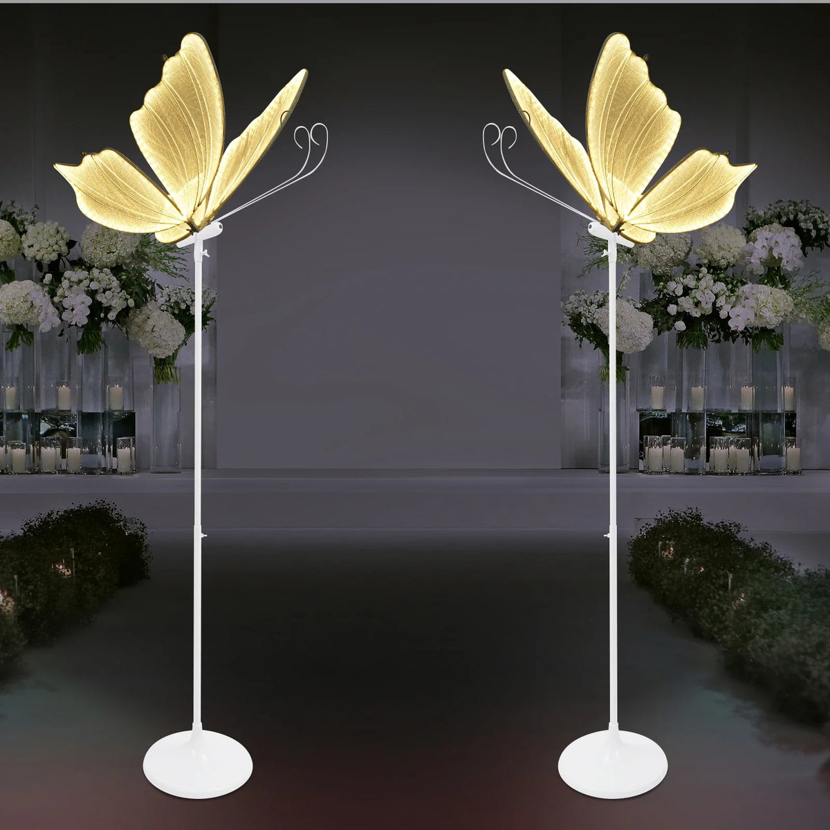 Butterfly Floor Lamp Set, 2-Piece LED Strip Lighting, Push-Button AC Power for Indoor Wedding and Event Decor - product view 1