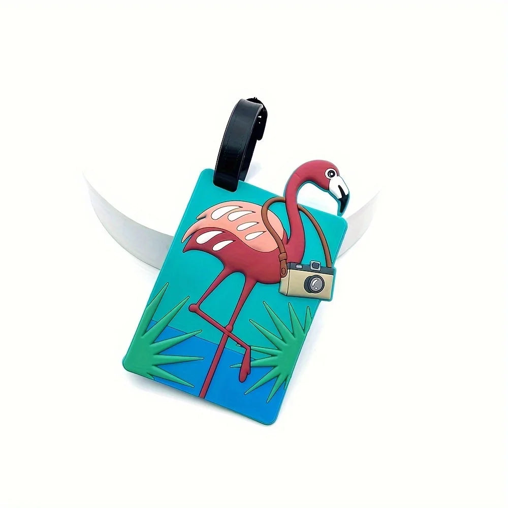 Flamingo Luggage Tag and Boarding Pass Holder, Cute Travel Accessory for Suitcases, Backpacks and Travel Bags - product view 1