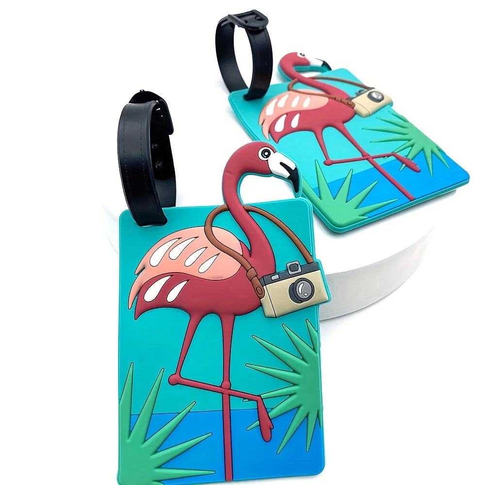 Flamingo Luggage Tag and Boarding Pass Holder, Cute Travel Accessory for Suitcases, Backpacks and Travel Bags - product view 2