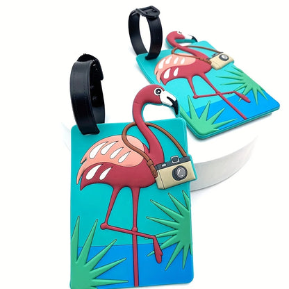 Flamingo Luggage Tag and Boarding Pass Holder, Cute Travel Accessory for Suitcases, Backpacks and Travel Bags - product view 2