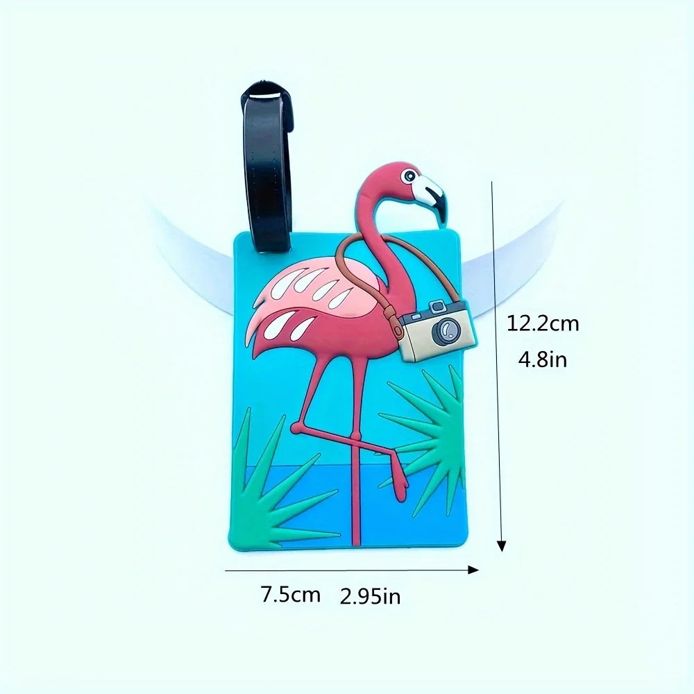 Flamingo Luggage Tag and Boarding Pass Holder, Cute Travel Accessory for Suitcases, Backpacks and Travel Bags - product view 3