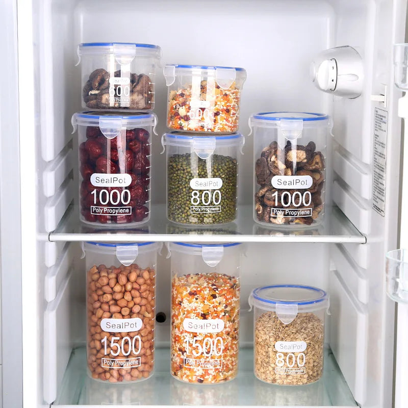 Airtight Kitchen Canister, PP Grain Storage Jar with Scale, 600ml–1500ml Sizes and 1–4 Piece Set Options - product view 4
