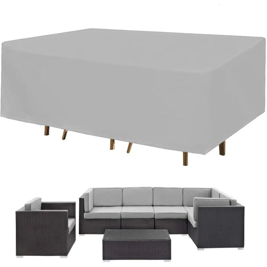 Outdoor Patio Furniture Cover, Dust-Proof Rectangular Table Protection in 10 Sizes and Silver or Black - product view 1