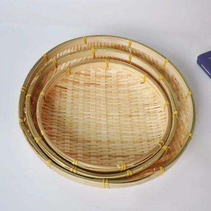 Stackable Decorative Basket Tray, Multiple-Use Plastic Woven-Style Tray in 13–30 cm Sizes for Serving and Home Décor - product view 6