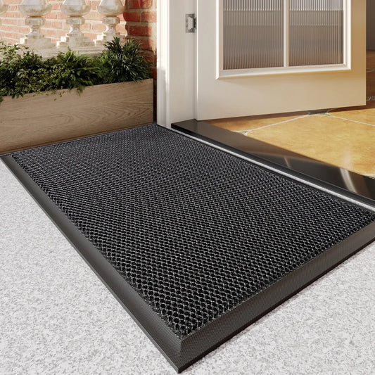 Rubber Doormat, Non-Slip Silicone, Waterproof, Dirt-Trapping Braided Surface, Reinforced Edges for Home Entrances - product view 1