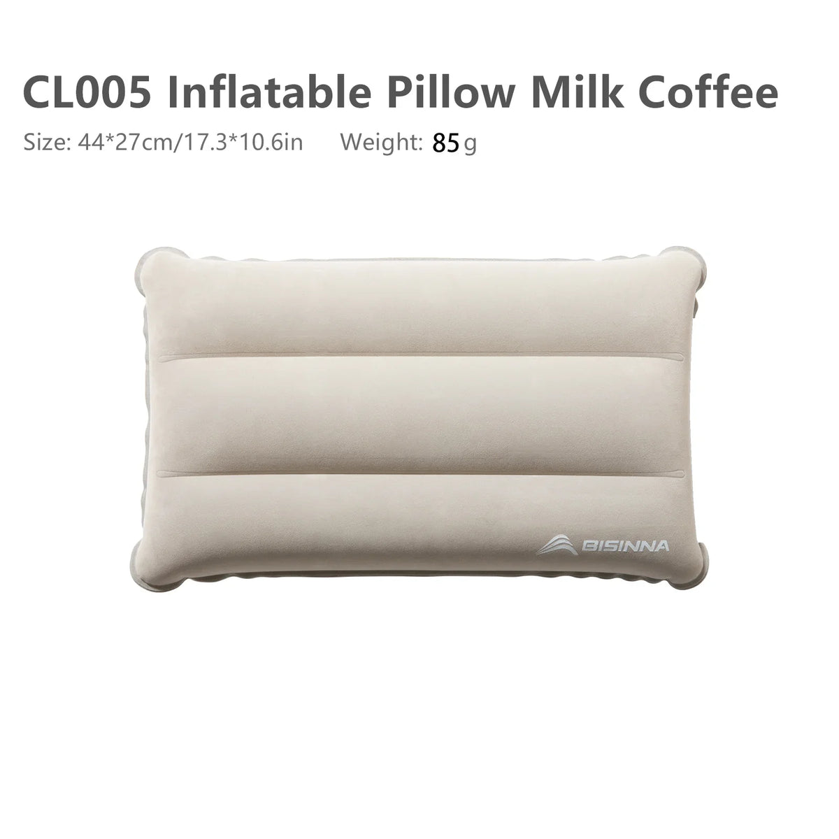 Inflatable Travel Pillow, Compressible Folding Neck Cushion, Flocking PVC, 44 × 27 × 6 cm for Camping and Hiking - product view 1