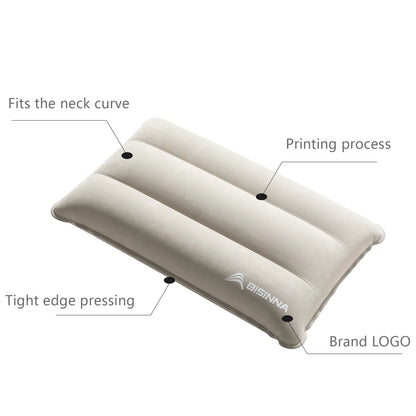 Inflatable Travel Pillow, Compressible Folding Neck Cushion, Flocking PVC, 44 × 27 × 6 cm for Camping and Hiking - product view 6