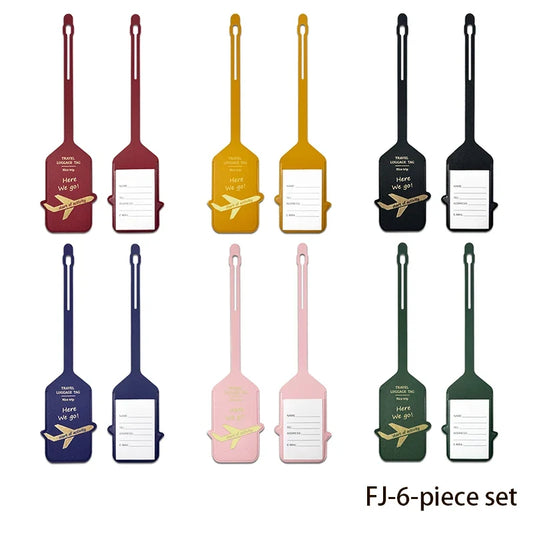 PU Leather Luggage Tag, Geometric Hot-Stamped Travel Baggage Identifier with Contact Information Card, Multiple Color Options - product view 1