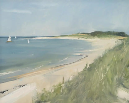 Coastal Canvas Wall Art, Horizontal Rectangle Classic-Style Spray-Painted Print, Unframed Beach Landscape in Four Sizes - product view 4