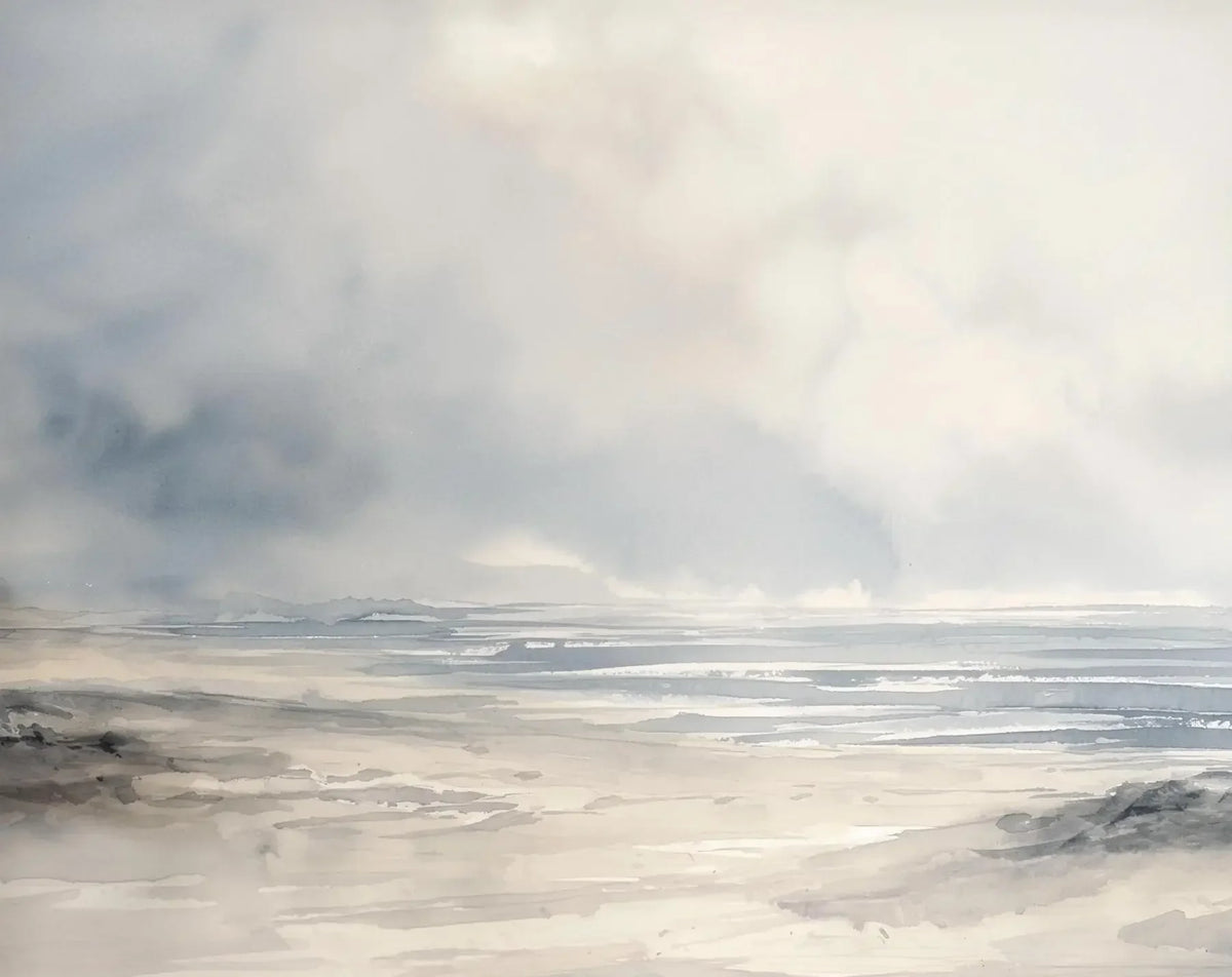 Coastal Canvas Wall Art, Horizontal Rectangle Classic-Style Spray-Painted Print, Unframed Beach Landscape in Four Sizes - product view 5