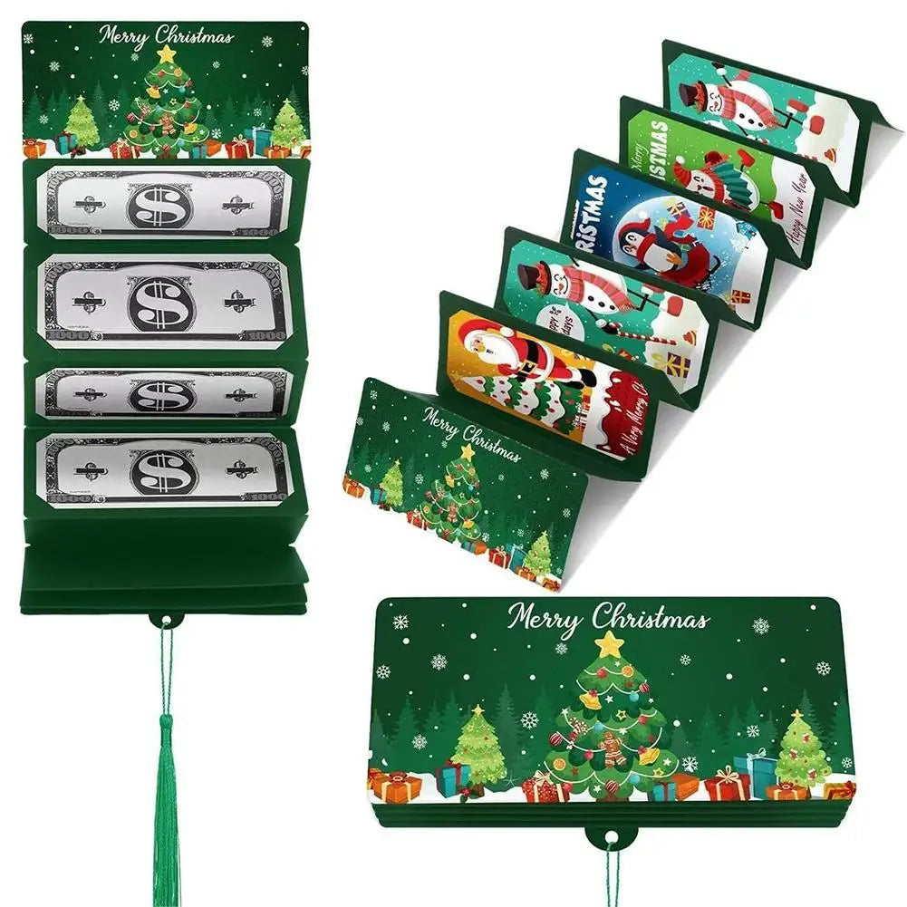 Santa Christmas Money Holder Envelopes, 10-Piece Paper Gift Set with 10 Slots, 14 x 16 cm, Red, Blue or Green - product view 1