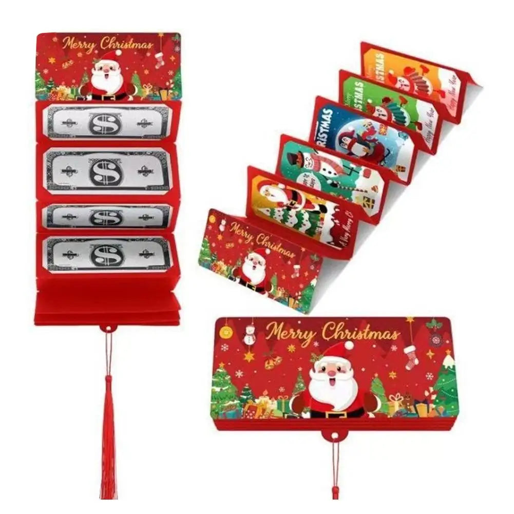 Santa Christmas Money Holder Envelopes, 10-Piece Paper Gift Set with 10 Slots, 14 x 16 cm, Red, Blue or Green - product view 2