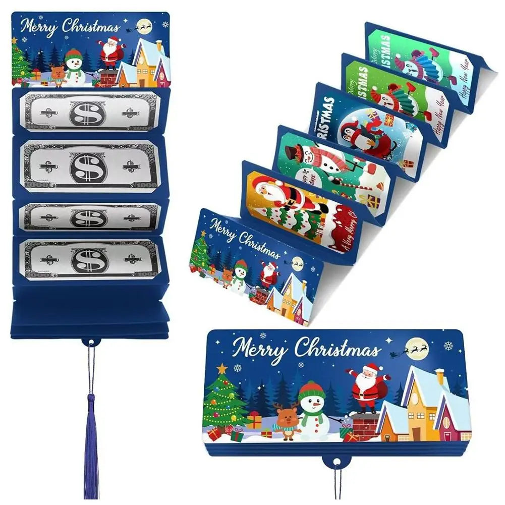 Santa Christmas Money Holder Envelopes, 10-Piece Paper Gift Set with 10 Slots, 14 x 16 cm, Red, Blue or Green - product view 3