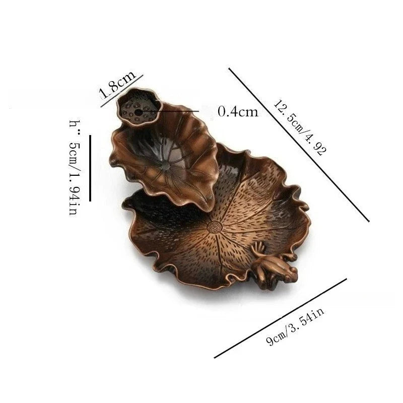 Metal Frog or Fish Backflow Incense Burner, Waterfall Cone Holder for Aromatherapy and Zen Home Décor - product view 2