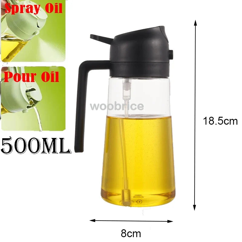 2-in-1 Oil Spray Bottle, Refillable Plastic Dispenser with Pour and Mist Functions, 200ml–500ml Options for Cooking - product view 2