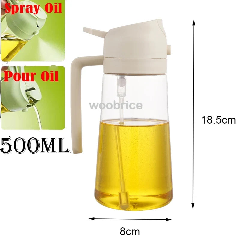 2-in-1 Oil Spray Bottle, Refillable Plastic Dispenser with Pour and Mist Functions, 200ml–500ml Options for Cooking - product view 3