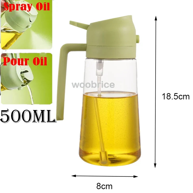 2-in-1 Oil Spray Bottle, Refillable Plastic Dispenser with Pour and Mist Functions, 200ml–500ml Options for Cooking - product view 4
