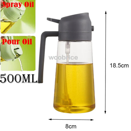 2-in-1 Oil Spray Bottle, Refillable Plastic Dispenser with Pour and Mist Functions, 200ml–500ml Options for Cooking - product view 5