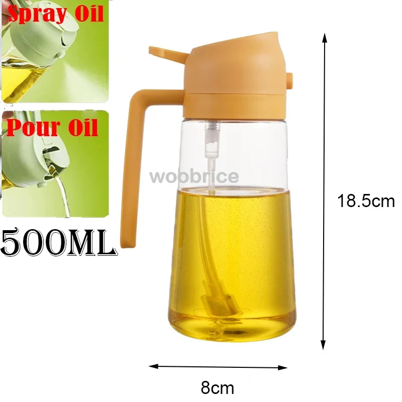 2-in-1 Oil Spray Bottle, Refillable Plastic Dispenser with Pour and Mist Functions, 200ml–500ml Options for Cooking - product view 6
