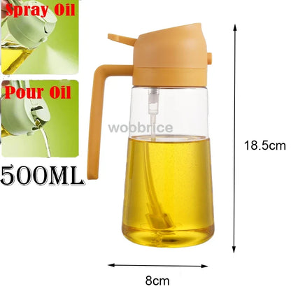 2-in-1 Oil Spray Bottle, Refillable Plastic Dispenser with Pour and Mist Functions, 200ml–500ml Options for Cooking - product view 6