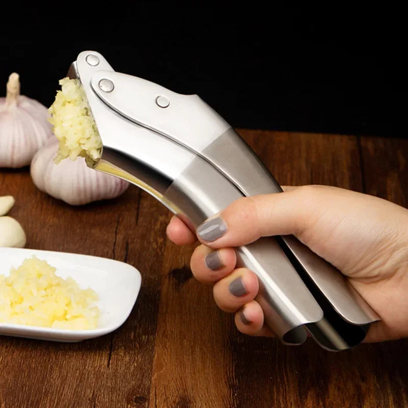 Stainless Steel Garlic Press, Heavy-Duty 304 Steel Mincer with Ergonomic Handle, No-Peel Design and Swing-Out Sleeve - product view 6