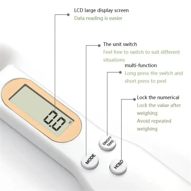 Adjustable Digital Measuring Spoon, LCD Display, 500 g Capacity, 0.1 g Precision, Multi-Unit Kitchen Baking Scale - product view 5