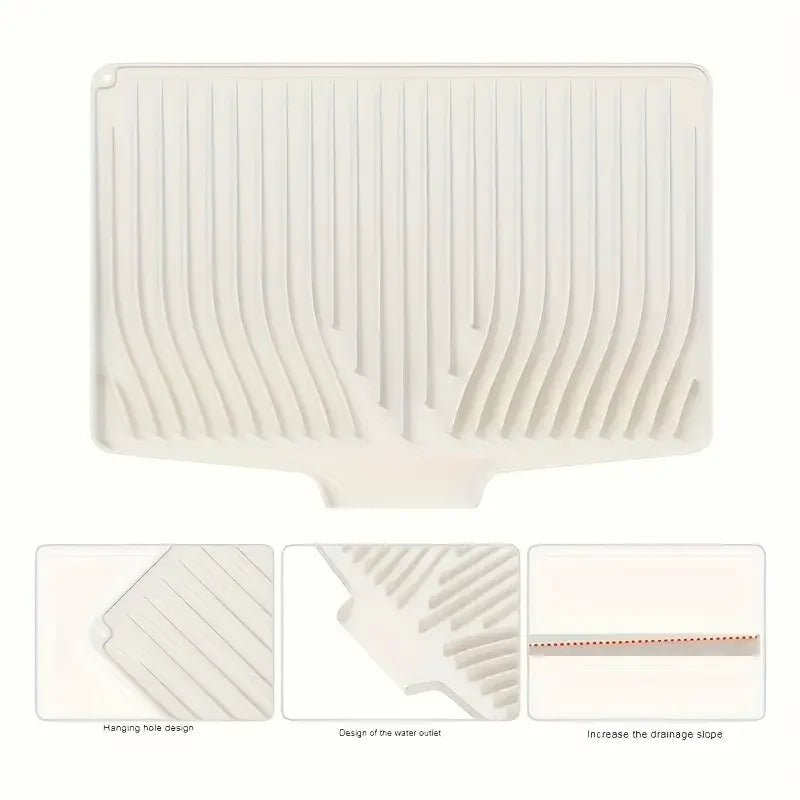 Angled Silicone Dish Drying Mat, Sloped Drainage, Heat Resistant Non-Slip Countertop Protector for Standard Sinks and Small Kitchens - product view 1