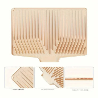 Angled Silicone Dish Drying Mat, Sloped Drainage, Heat Resistant Non-Slip Countertop Protector for Standard Sinks and Small Kitchens - product view 3