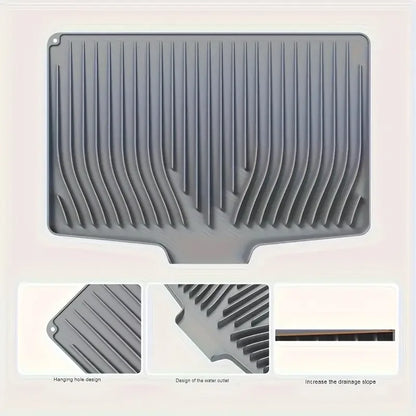 Angled Silicone Dish Drying Mat, Sloped Drainage, Heat Resistant Non-Slip Countertop Protector for Standard Sinks and Small Kitchens - product view 4
