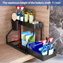 2-Tier Pull-Out Pantry Organizer, R-Shaped Space-Saving Storage Drawer for Kitchen and Bathroom Countertops - product view 2