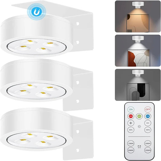 Battery Operated Picture Light, Remote Dimming, 3 Light Modes, Timer, Magnetic Wall Mount, 3 or 6-Pack for Artwork - product view 1