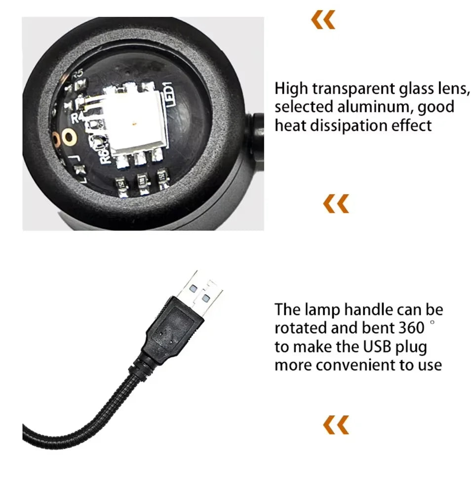 USB Sunset Projection Lamp, LED Mood Light with 14 Modes for Bedroom, Living Room, Wall Decor and Photography - product view 3