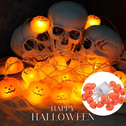Halloween Pumpkin String Lights, Warm White 3D LED Lanterns, Battery Operated, IP44 Indoor Outdoor Decor - product view 1