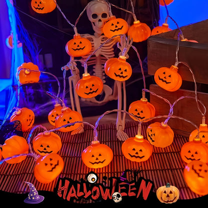 Halloween Pumpkin String Lights, Warm White 3D LED Lanterns, Battery Operated, IP44 Indoor Outdoor Decor - product view 3